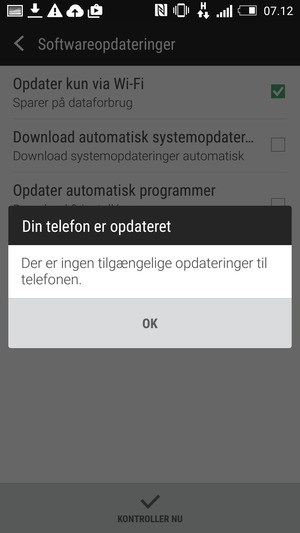 Hvis din telefon er opdateret, vælg OK