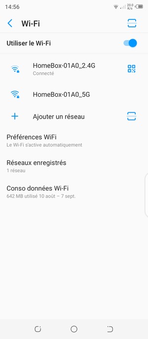 Vous êtes maintenant connecté au réseau Wi-Fi
