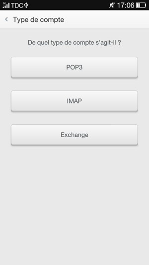 Sélectionnez POP3 ou IMAP