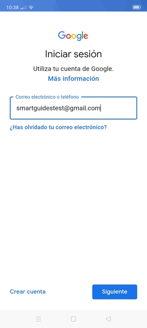 Introduzca su dirección de Gmail y seleccione Siguiente