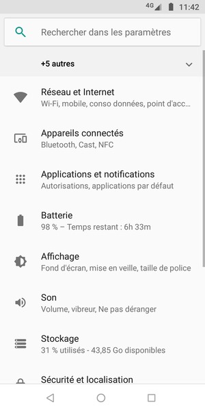 Sélectionnez Réseau et Internet