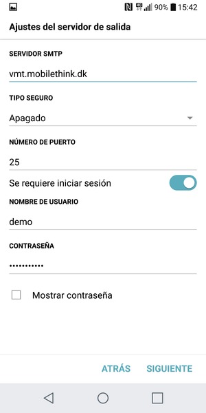 Introduzca la dirección de servidor saliente