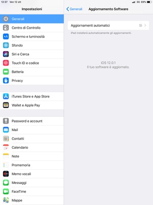 Se il tuo iPad è aggiornato, vedrai la schermata seguente