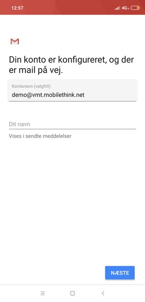 Giv din konto et navn og indtast dit navn. Vælg NÆSTE