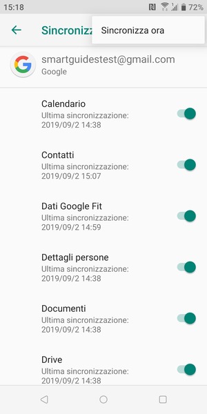Seleziona Sincronizza ora