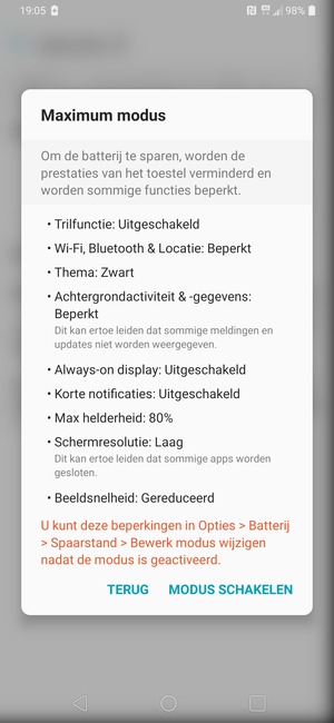 Selecteer MODUS SCHAKELEN