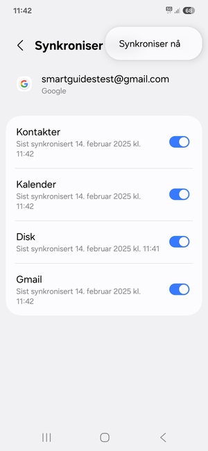 Velg Synkroniser nå