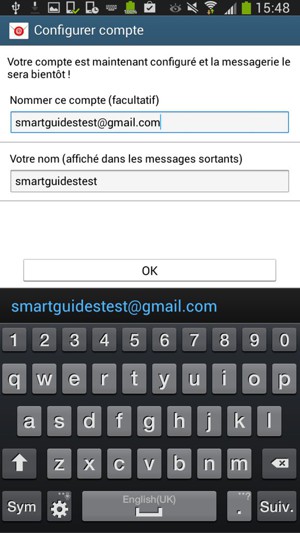 Donnez un nom à votre compte et saisissez votre nom. Sélectionnez OK