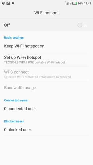 Select Set up Wi-Fi hotspot