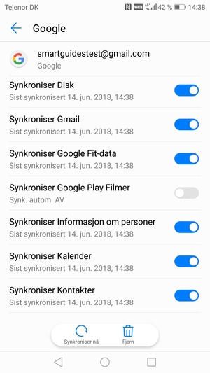 Velg Synkroniser nå