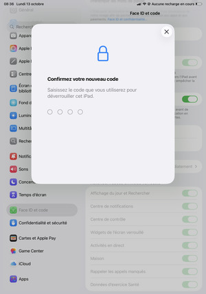 Confirmer le Nouveau code