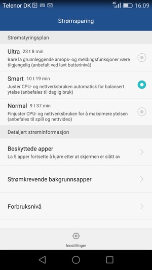 Hvis du vil aktivere Ultra strømsparing, velg Ultra