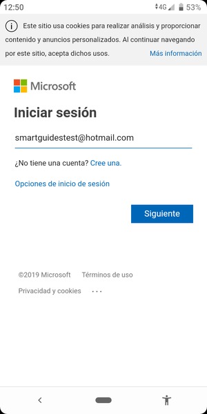 Introduzca su Dirección de correo electrónico y seleccione Siguiente