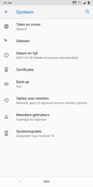 Selecteer Systeemupdate