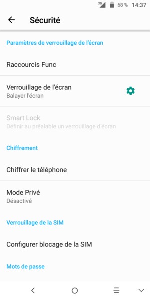 Sélectionnez Verrouillage de l'écran