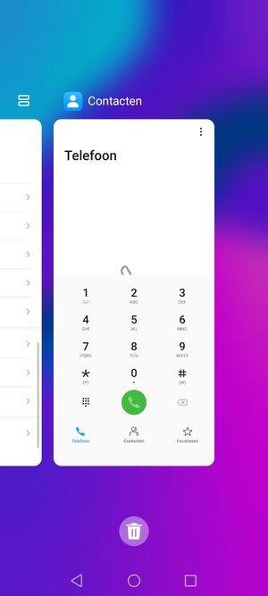 Selecteer het Verwijderen-pictogram om alle actieve apps te sluiten