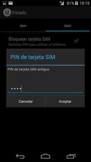 Introduzca su PIN de tarjeta SIM antiguo y seleccione Aceptar