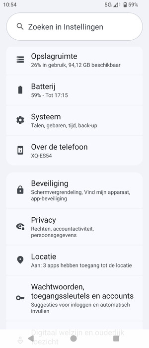 Scroll naar en selecteer Beveiliging