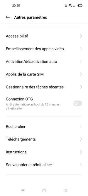 Faites défiler et sélectionnez Sauvegarder et réinitialiser