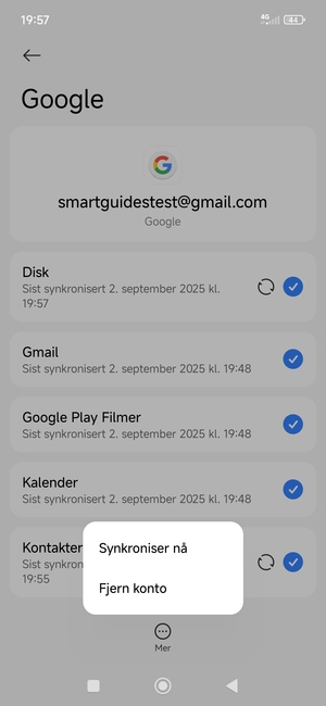 Velg Synkroniser nå