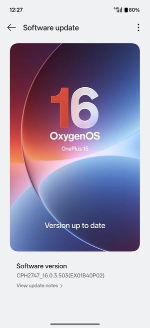 If your phone is up to date, you will see the following screen