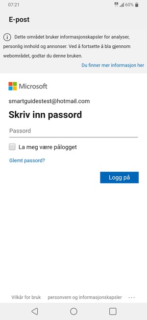 Skriv inn passord og velg Logg på