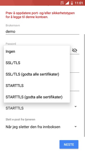 Velg Ingen og NESTE