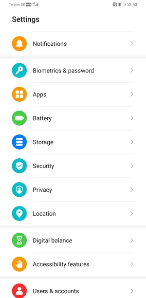 To activate your screen lock, go to the Settings menu and select Biometrics & password