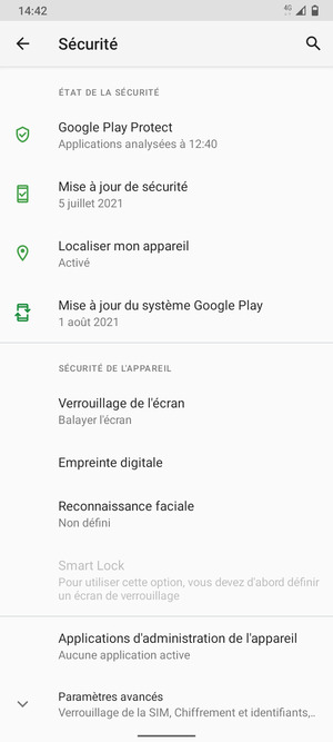Sélectionnez Verrouillage de l'écran