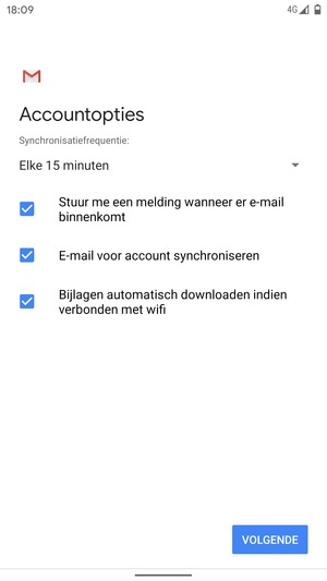 Selecteer VOLGENDE