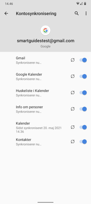 Dine oplysninger vil blive synkroniseret