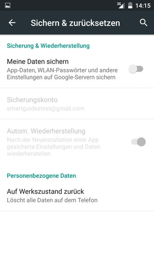 Schalten Sie Meine Daten sichern ein