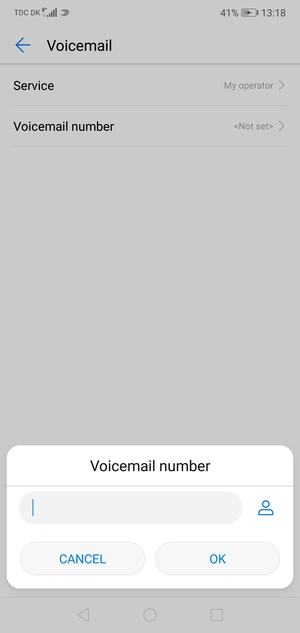 Enter the Voicemail number and select OK