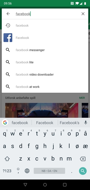 Skriv inn applikasjonsnavnet og velg Søk