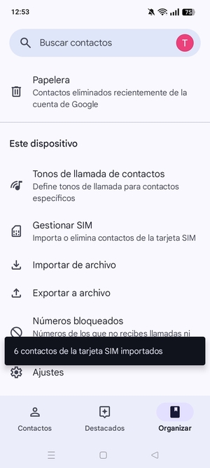 Sus contactos se guardarán en su cuenta de Google y se guardarán en su teléfono la próxima vez que Google sea sincronizado.