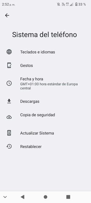 Seleccione Actualizar Sistema