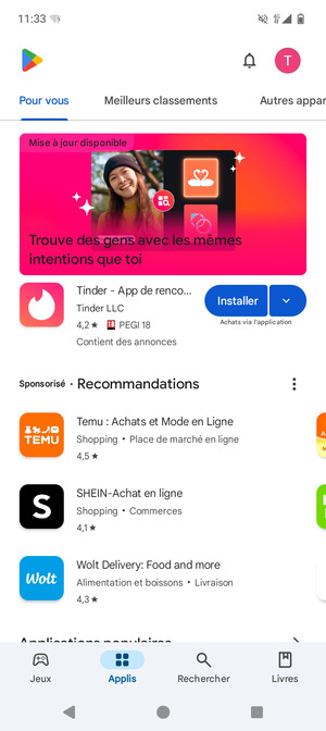 Sélectionnez Rechercher