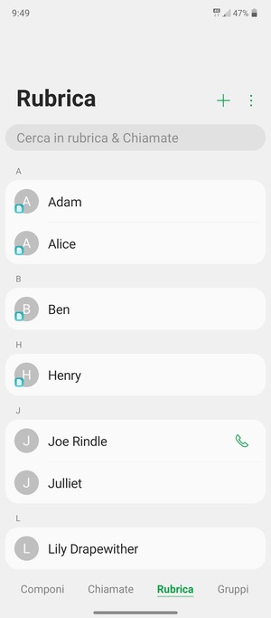Seleziona il tasto Menu