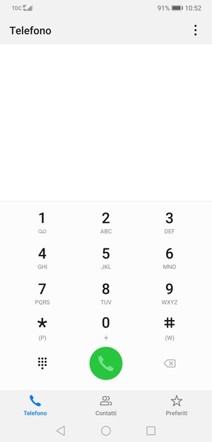 Premi e tieni premuto il numero 1