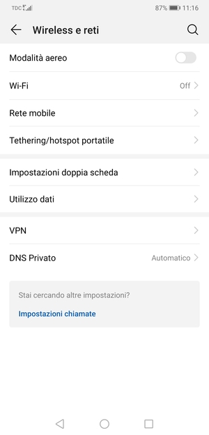 Seleziona Rete mobile