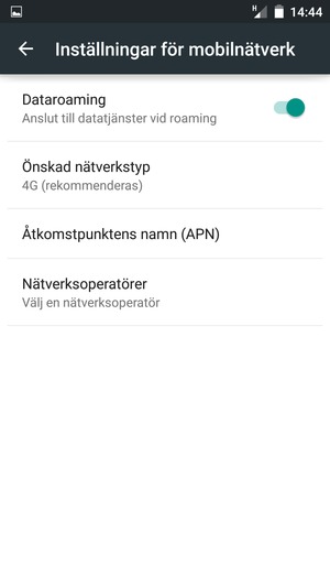 Slå på eller stäng av Dataroaming
