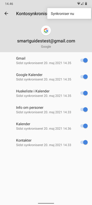 Vælg Synkroniser nu