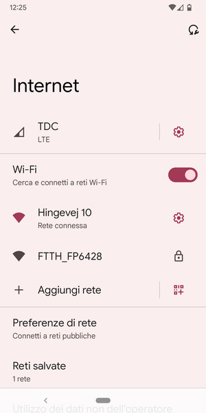 Ora sei connesso alla rete Wi-Fi