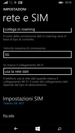 Scorri e seleziona Impostazioni SIM
