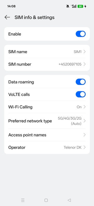 Turn Data roaming on or off