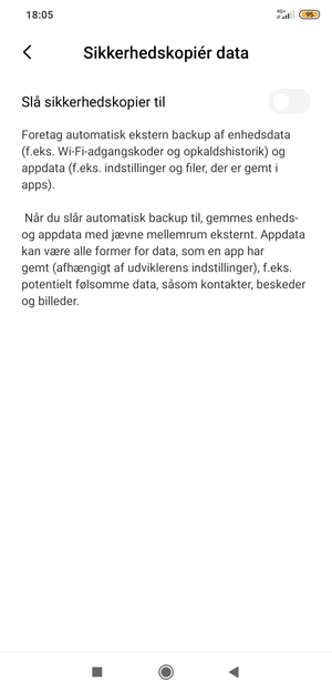 Aktiver Slå sikkerhedskopier til