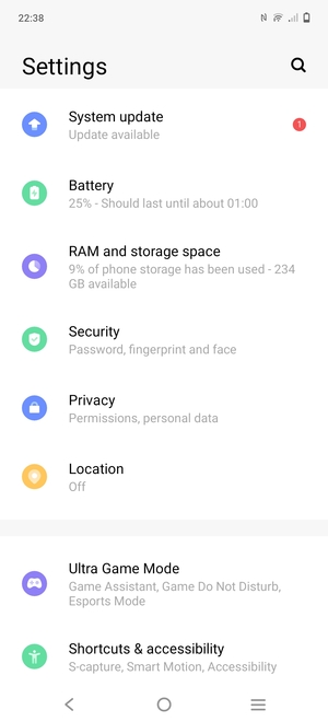 Scroll to and select Security