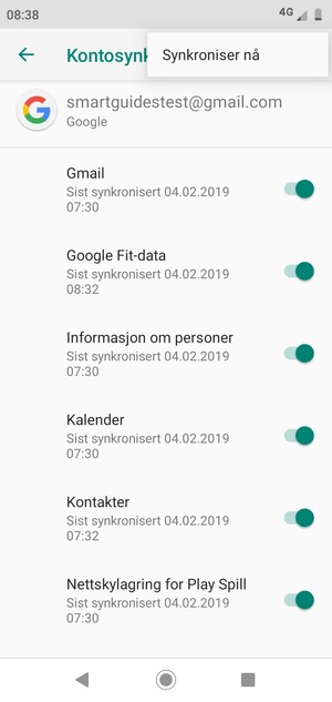 Velg Synkroniser nå