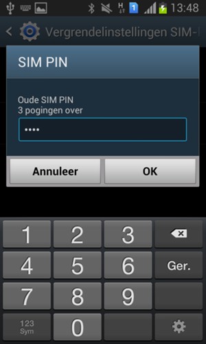 Voer uw Oude SIM PIN in en selecteer OK