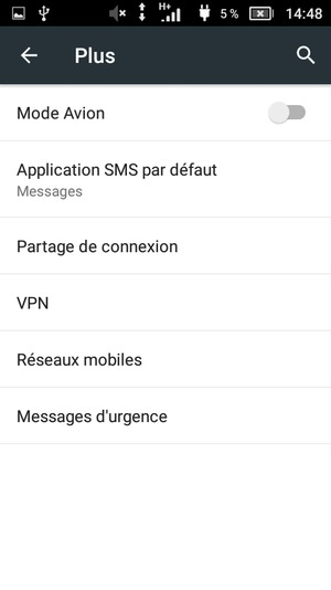 Sélectionnez Réseaux
mobiles